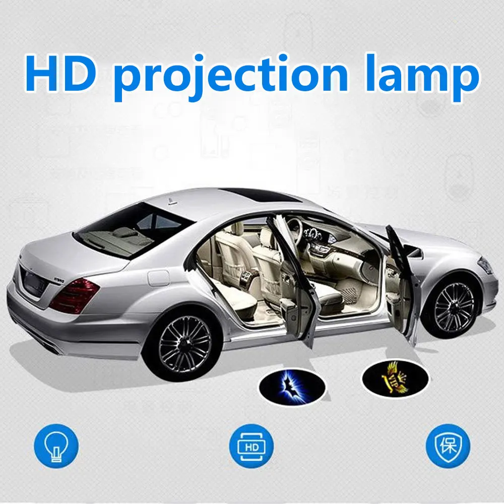 2 قطعة Led باب السيارة مرحبا مصباح شعار لبيجو لمرسيدس بنز العارض شبح الظل مصباح Welocome الباب ضوء