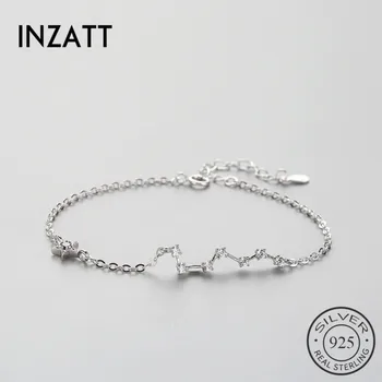 

INZATT Trendy 925 Sterling Silver Beidou Seven Star Bracelet For Women Blue Zircon Charm Metal Chain Link Jewelry Birthday Gift
