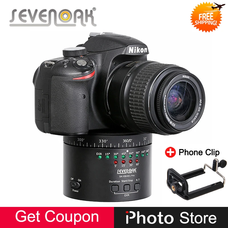 

Electronic Time Lapse Panoramic Ball Head for iPhone Smartphone Gopro Canon Nikon Sony Pentax Digital SLR DSLR Camera Accessory