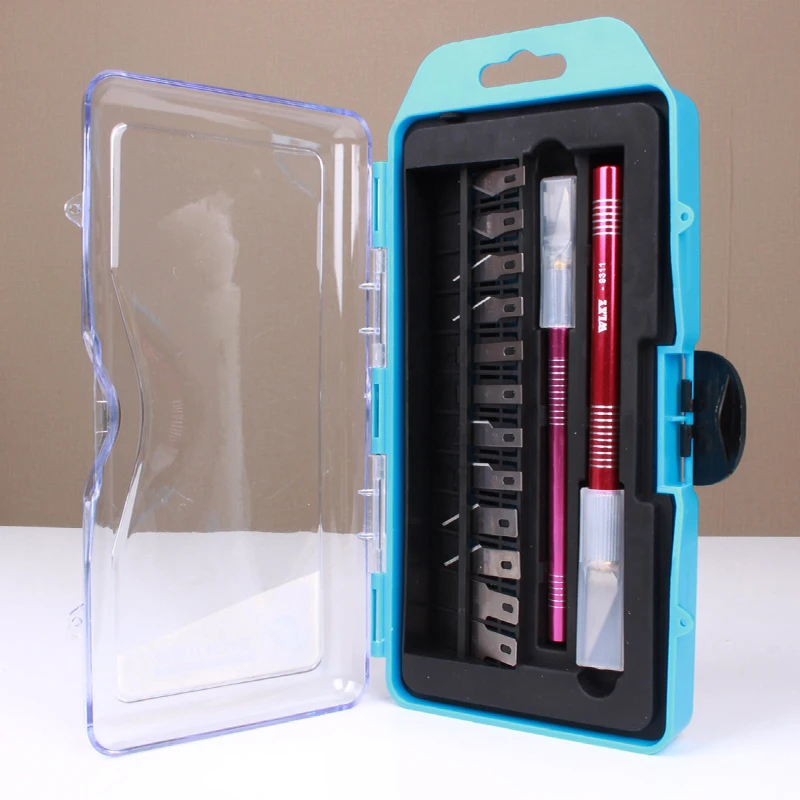 

2pcs Non-slip Handle with 14 pcs SK5 Blades Wood Carving Tools Fruit Food Craft Sculpture Engraving Knife Hand Tools