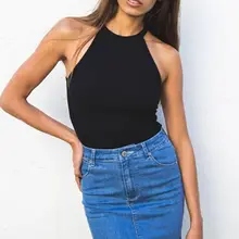 Хит, сексуальный женский летний жилет, топ, Топики, черная короткая блузка без рукавов, повседневные топы на лето