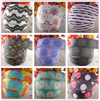 

18092709, 7/8" 22mm 5 yards flowers printed grosgrain ribbons DIY hair bows handmade materials