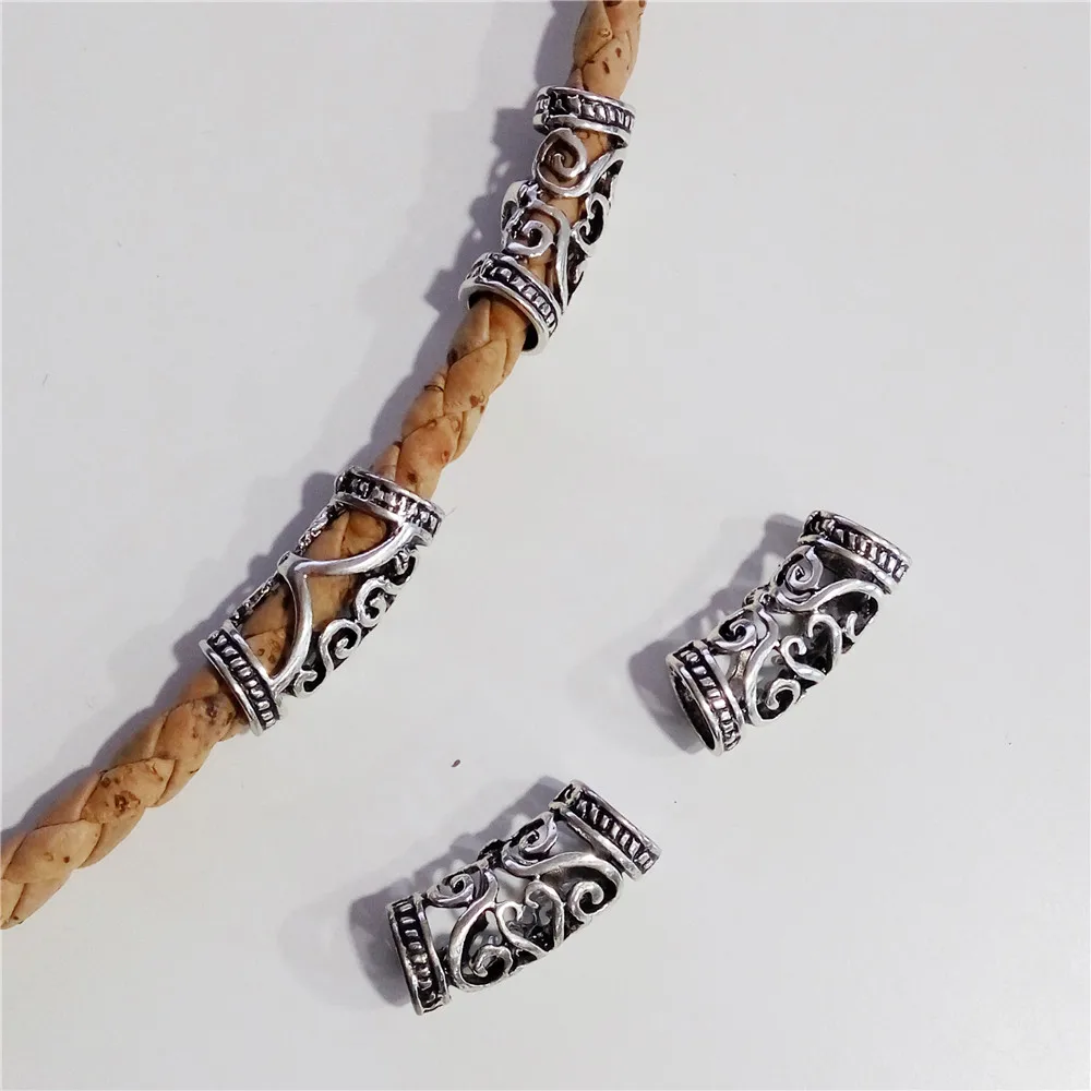 

10 Pcs for 5/6mm round leather Antique sliver tube jewelry supplies jewelry finding D-5-5-57