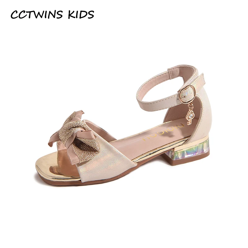 

CCTWINS Kids Shoes 2019 Summer Girls Fashion Bow Tie Princess Party Shoe Toddler Children Rhinestone Flat Baby Sandals PS771