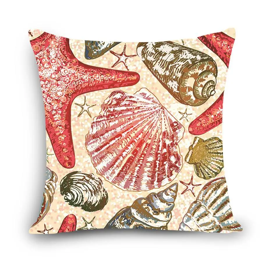 orange cushions Cozy couch cushion Mediterranean Marine Style Starfish Sea Horse Voyage Ship Anchor home decorative 45x45cm pillow without core garden cushions