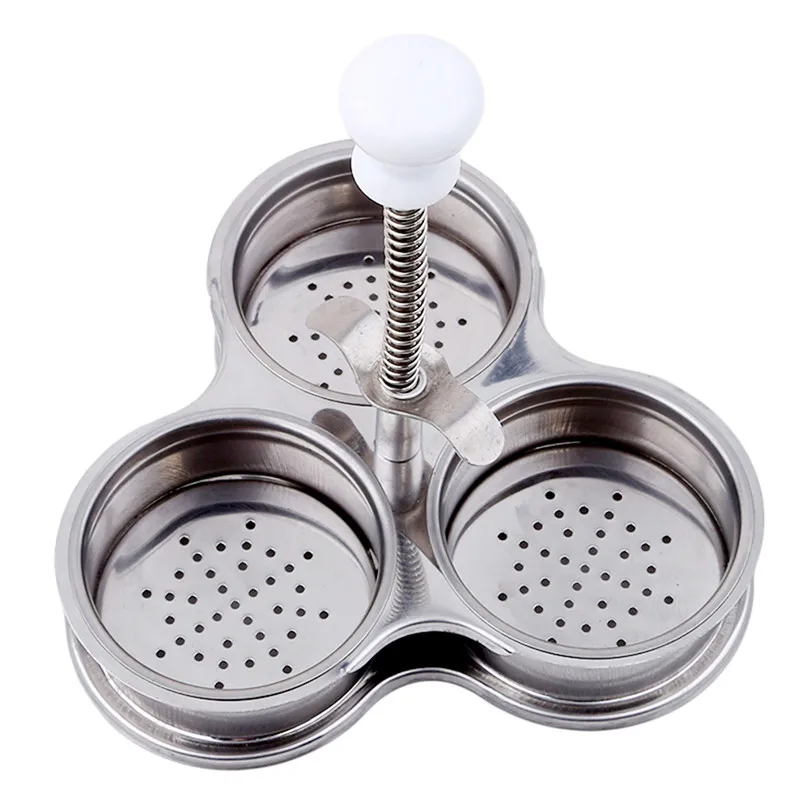 Multi Function Creative 3 Grid Silver Egg Poachers Cooker Stainless