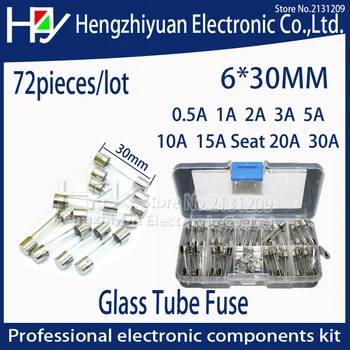 

Hzy 72pcs/lot 6x30mm Fast-blow Glass Fuses Quick Blow Car Glass Tube Fuses Assorted Kit Amp seat home fuse with box thermo fuse