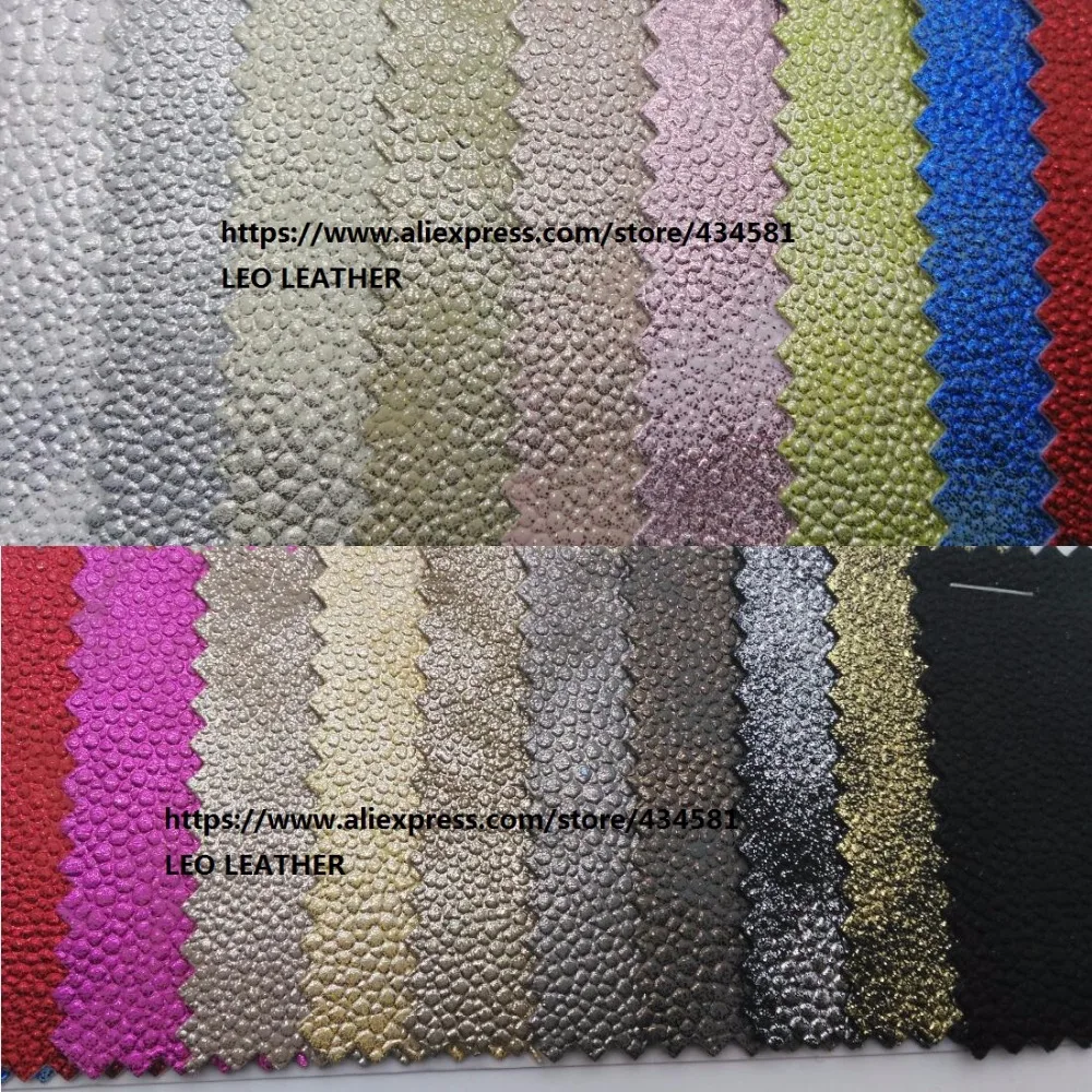 Metallic Synthetic Leather Faux Leather Fabric Embossed Caviar PU