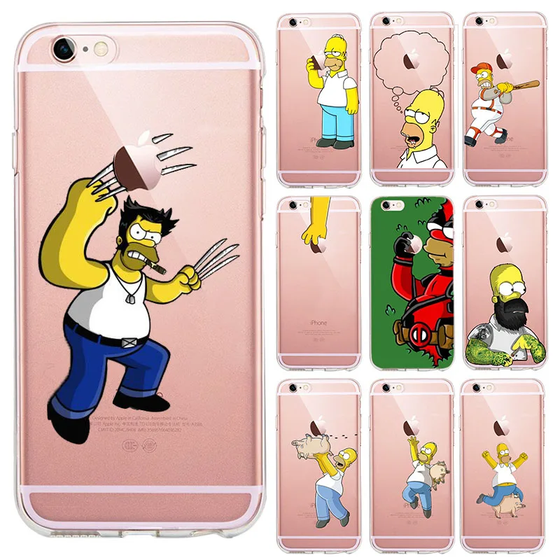 Homer J. simpson Preto Silicone phone Case capa Para iPhone Case Para iPhone 4 5 6 7 8 Plus X R Max Claro listra macio Duro Matt