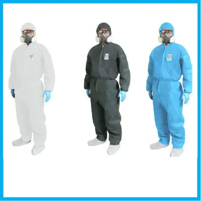 

Free shipping 3-color thick disposable non-woven protective clothing Dust-proof clothing Splash / anti-static overalls Siamese