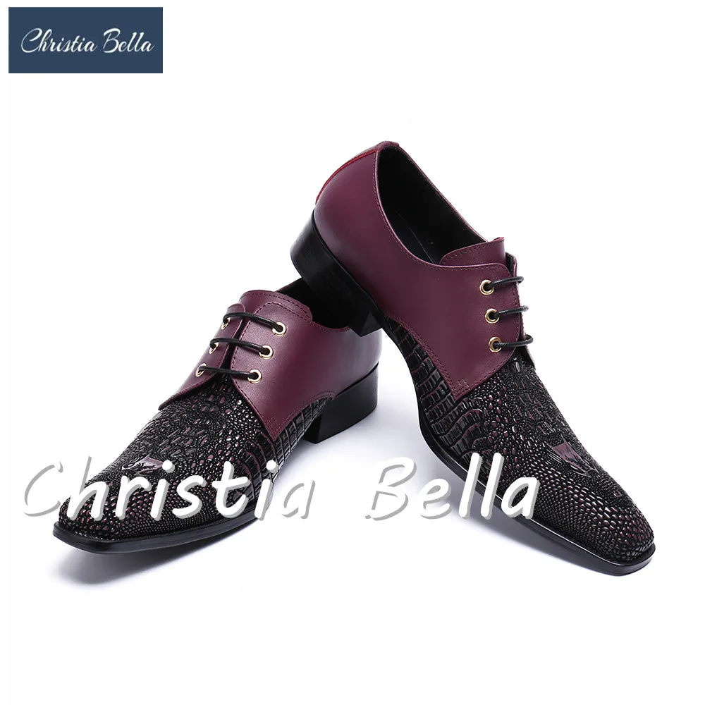 Christia Bella Genuine Leather Men Shoes Oxfords Glitter Business