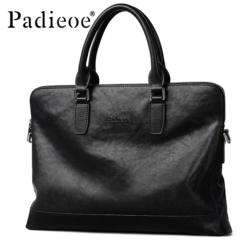 business messenger leather handbags portfolio bags for document shoulder office Briefcase Men's laptop computer man genuine