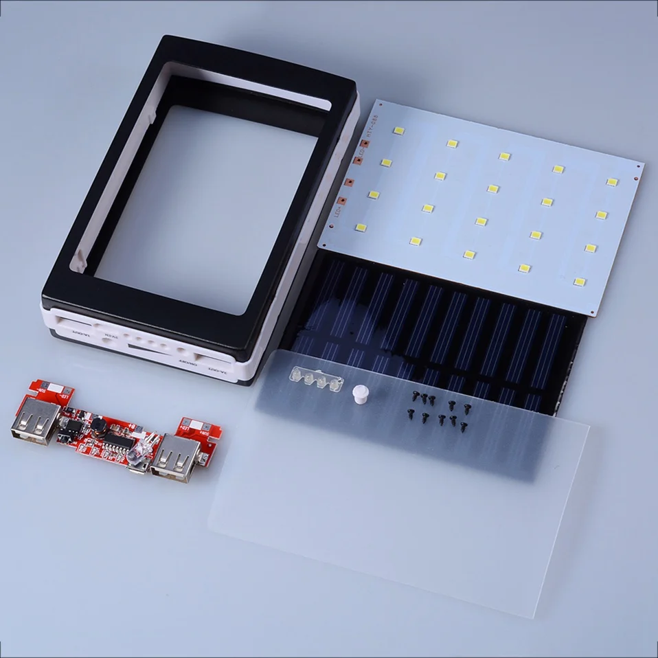 Dual USB Solar Power Bank Kit Case Universal 518650 DIY Powerbank Box with LED Portable Power Bank For Samsung Phone Charger    (4)