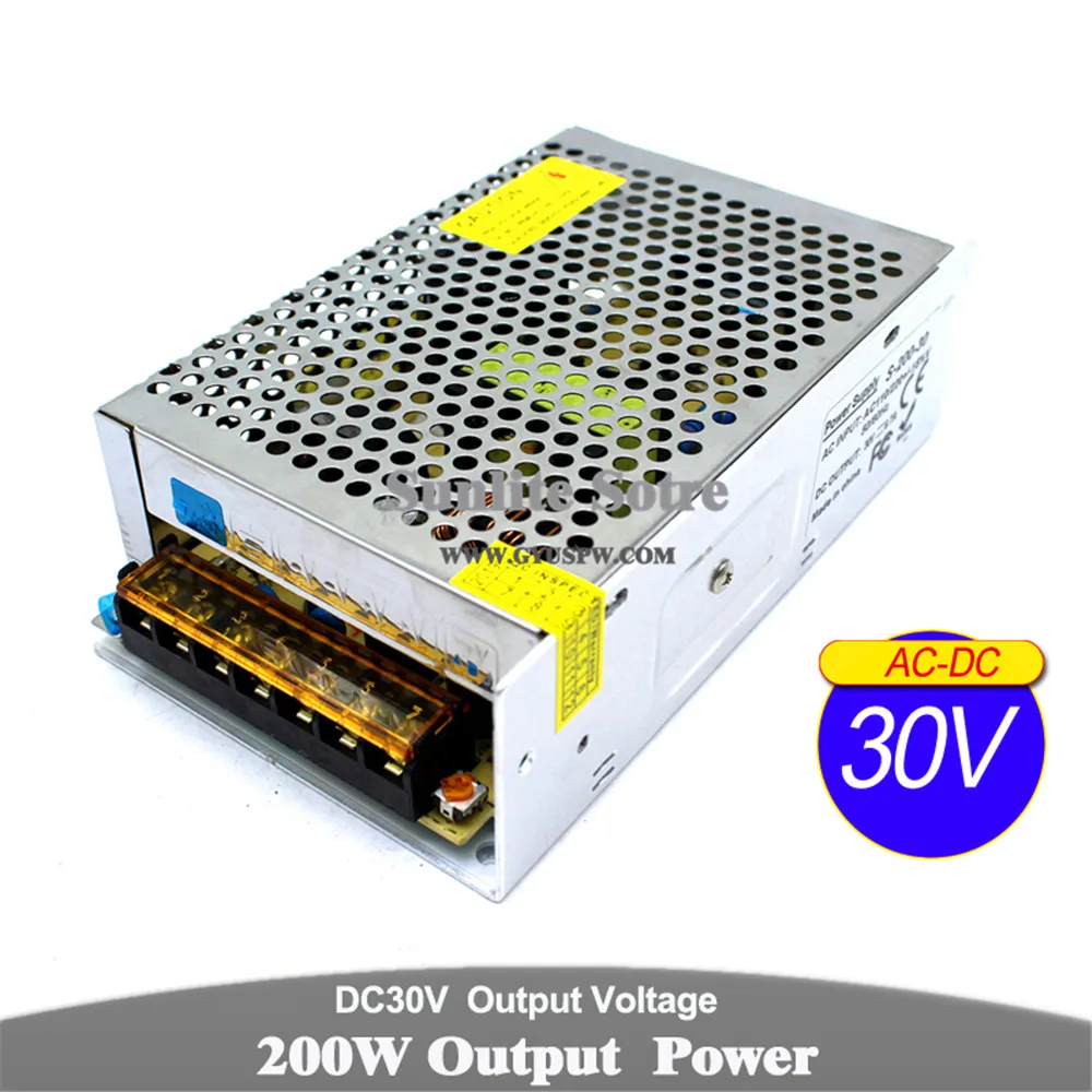 Переменная 200 Вт 6.7A 30 В DC Блок питания драйвер AC110V 220 V вход в DC30V SMPS для камеры видеонаблюдения светодиодный механический свет
