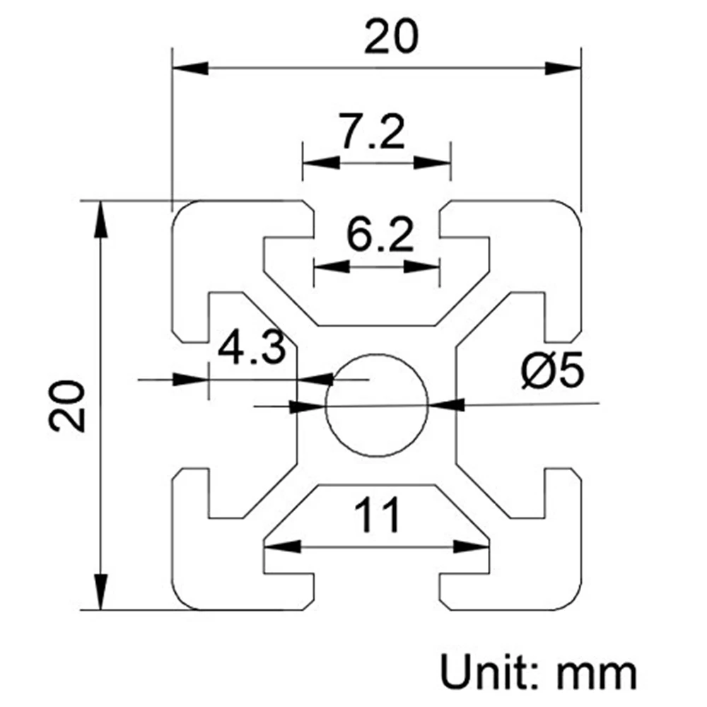 1Piece 2 Pieces 20x20 T Slot 6mm CNC European Standard Rail Aluminum Extrusion Profile Free cut