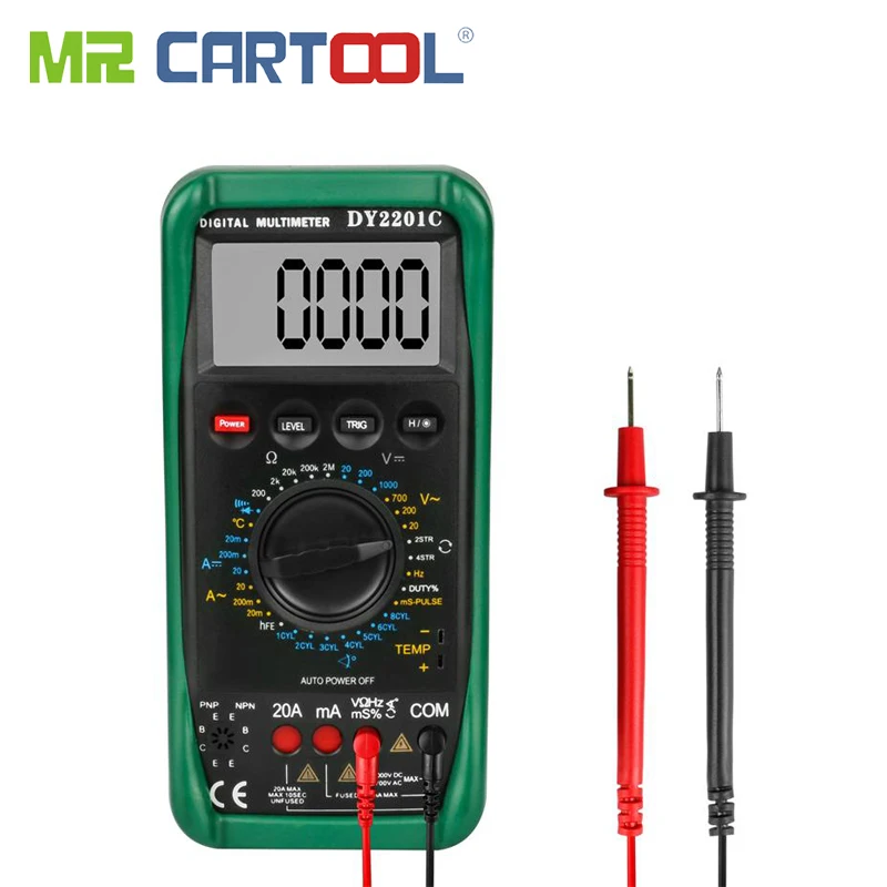 

MR CARTOOL Digital Multimeter Engine RPM Voltage Resistance Automotive Diode Ignition Circuit Tester Switching Ohm Volt Amp