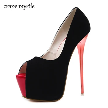 

women heels 2018 New Fashion Extreme High Heels Sexy pumps Peep Toe Women Pumps Platform 16cm Stilettos Party Shoes Summer YMA97