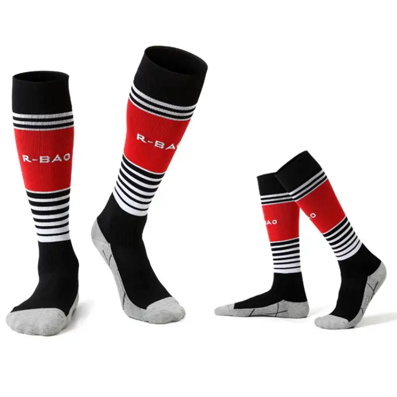 Молодежные футбольные носки Длинные футбольные носки 8-13 лет хлопок+ нейлон защищают ноги, анти-вспенивание - Цвет: B