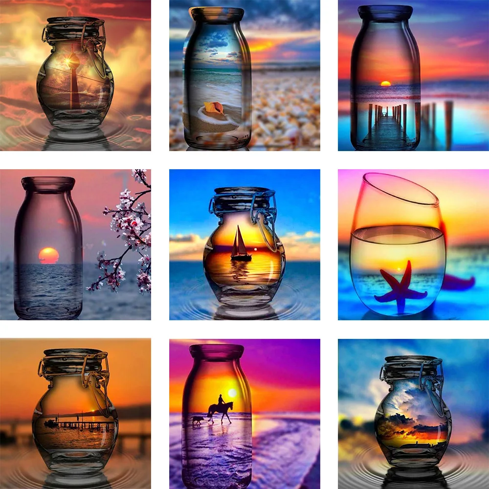 

5D DIY Diamond Painting Cup Bottle Scenery Full Square Diamond Embroidery Cross Stitch Crystal Wall Painting