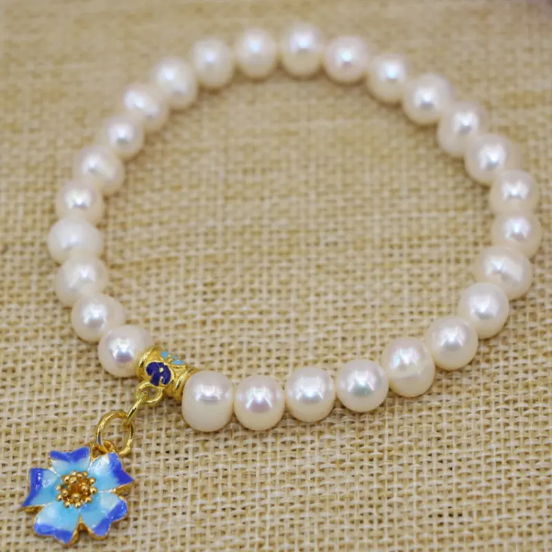7-8mm black freshwater pearl /& 8mm round white moonstone quartz necklace 33-60/'/'