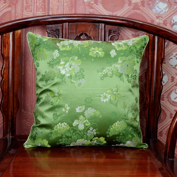 Ручной работы с цветочным принтом китайский стул подушка для дивана в этническом стиле Подушка под поясницу декоративные наволочки шелк атласная наволочка 45x45 см