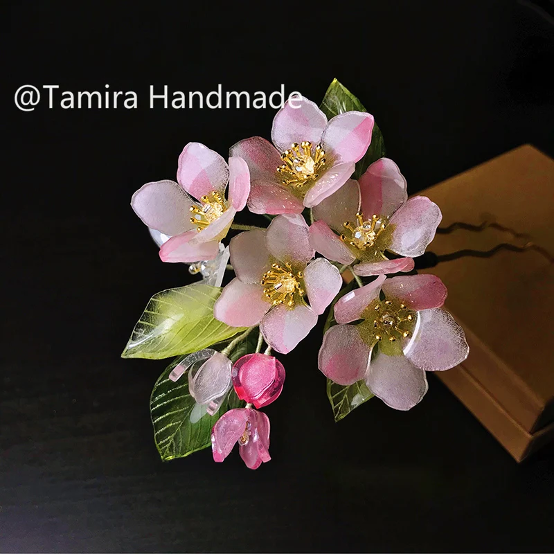 

Limited-Begonia hairpin Handmade hairpin shrink dink jewery CA28