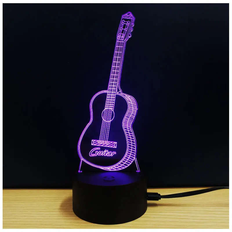

Novelty Nightlights Touch Button Guitar 3D Led Creative Piano Table Lamp Usb 7 Colors Changing Sleep Lighting Home Decor Gifts