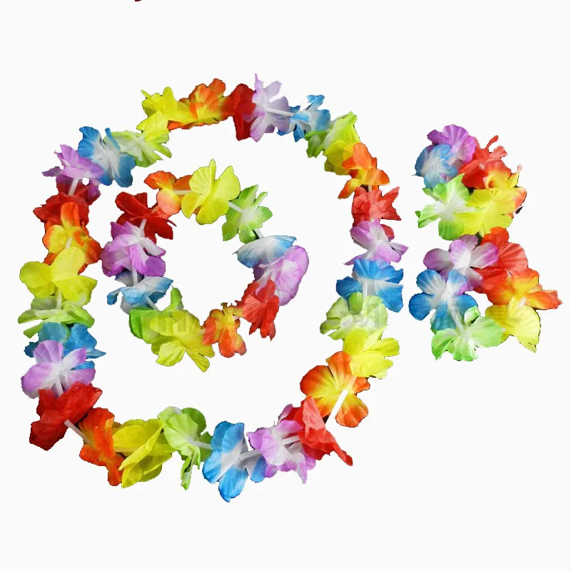 

4pcs Hawaiian Flower leis Garland Necklace Fancy Dress Party Hawaii Beach Fun Flowers DIY Party Beach Decoration