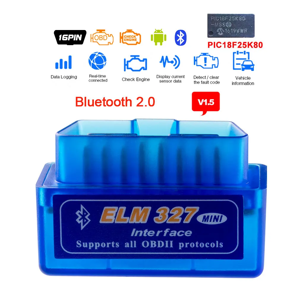 OBD2 сканер ELM327 Bluetooth/Wifi V1.5 с PIC18F25K80 диагностический obd2 bluetooth obd ii ELM 327 для Android/PC диагностический инструмент - Цвет: SC02-L V1.5 PIC