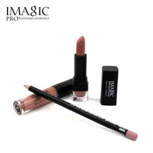new brand waterproof makeup Lip Gloss long lasting + beauty Lipstick + Contour Lip Pencil Makeup Set for women beauty makeup