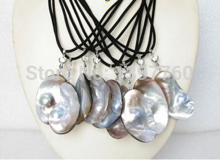 

Miss charm Jew.346 natural 10 piece South Sea light Gray Mabe Pearl pendant necklace regulable