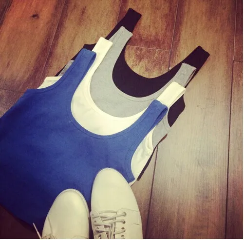 Slim elastic short 2014 design solid color comfortable cotton basic vest small hot selling | Женская одежда