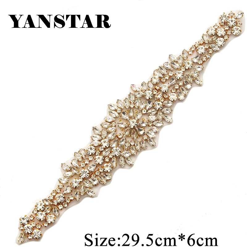 YANSTAR 5 шт. горный хрусталь аппликации аксессуар пришить для свадебное платье ремень розовое золото Кристалл для свадебного платья YS898