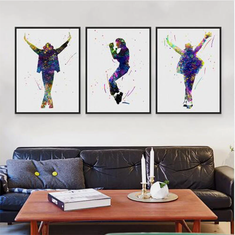 トリプティクオリジナル水彩このそれは音楽有名人マイケル ジャクソンポップ映画アートプリントポスター絵のキャンバスの絵画壁 Painting Wall Original Watercolorcanvas Painting Aliexpress