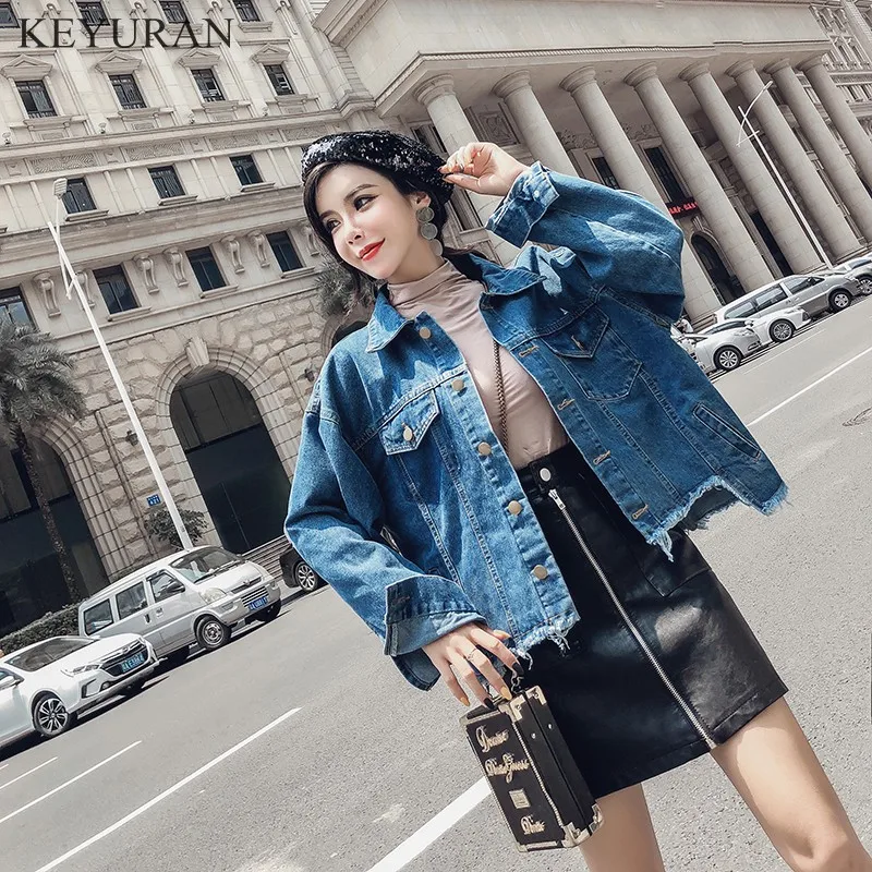 

Irregular Hem Denim Jacket Women 2019 Vintage Fashion Ladies Loose Blue Basic Coat Tops Jeans Overcoat Clothing Plus Size 5XL