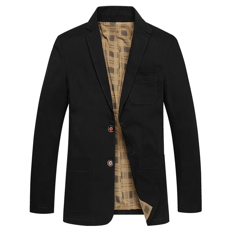 Европейский мужской весенний Повседневный брендовый черный блейзер, мужской осенний пиджак из чистого хлопка afs jeep цвета хаки, приталенный пиджак - Цвет: ZDE618 Black
