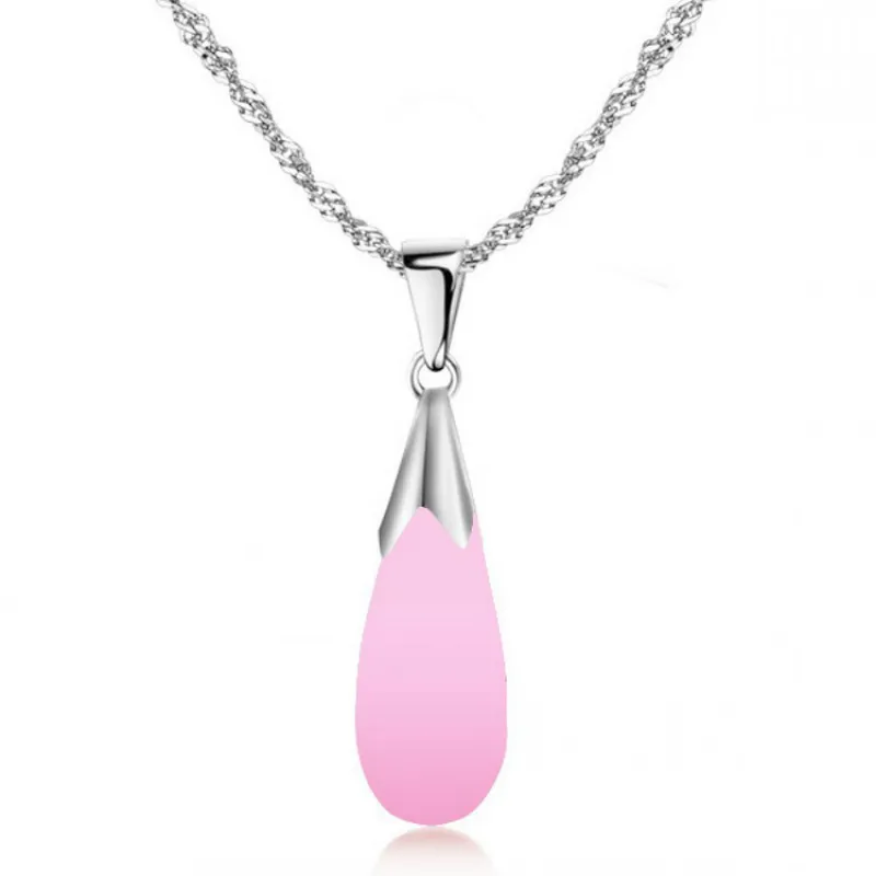 New Fashion Pink White Opal Cats Eye Stone Water Drop