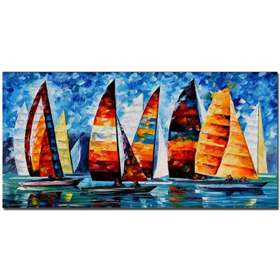 

Hand Painted Abstract Palette Knife Oil Painting Abstract Color Boat Wall Picture Living Room Home Wall Decor Drop Shipping