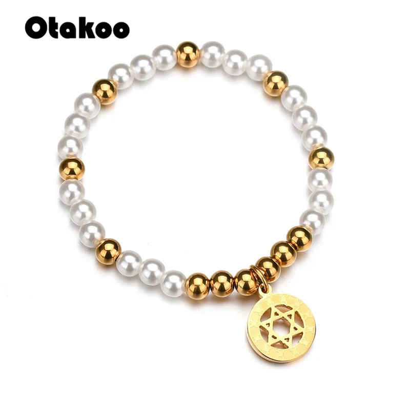 Otakoo шестигранные золотые бусины браслеты Шестигранная звезда Давида