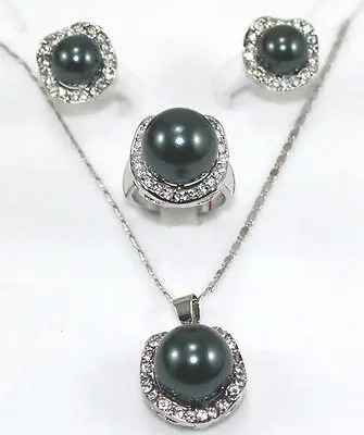 

Free Shipping SHIPPING5-color 10mm & 14mm Shell Pearl Coral Earrings Ring Necklace Pendant Set A607 (A0428)