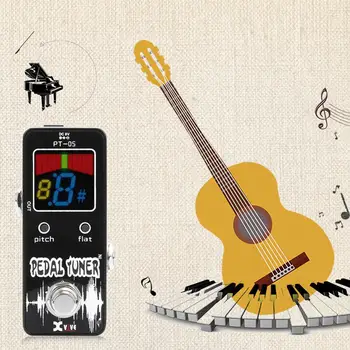 

PT-06 Mini Pocket Chromatic Tuner B0-B6 Effect Pedal Black for Guitar Bass Violin Ukulele Line-in and Mic Detection