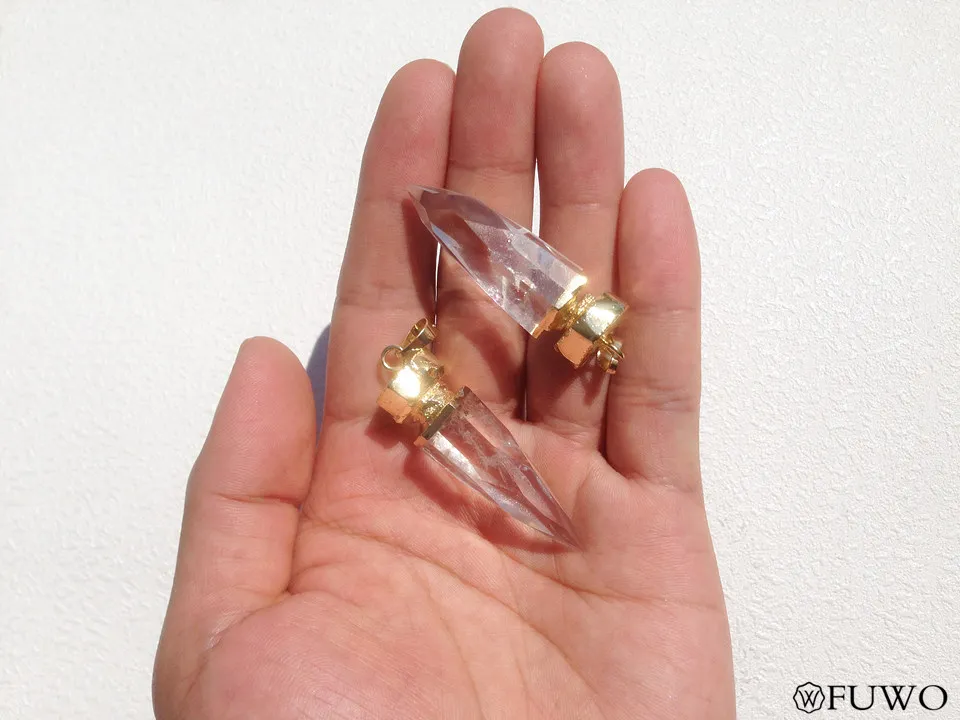 natural crystal spike pendant 11