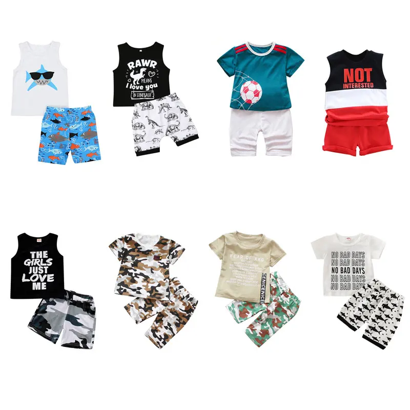 

Summer Fashion Infant Baby Boy Cartoon Printed Vest Tops or T-shirt+Shorts Outfits A variety of styles Clothes Sets