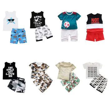 

Summer Fashion Infant Baby Boy Cartoon Printed Vest Tops or T-shirt+Shorts Outfits A variety of styles Clothes Sets