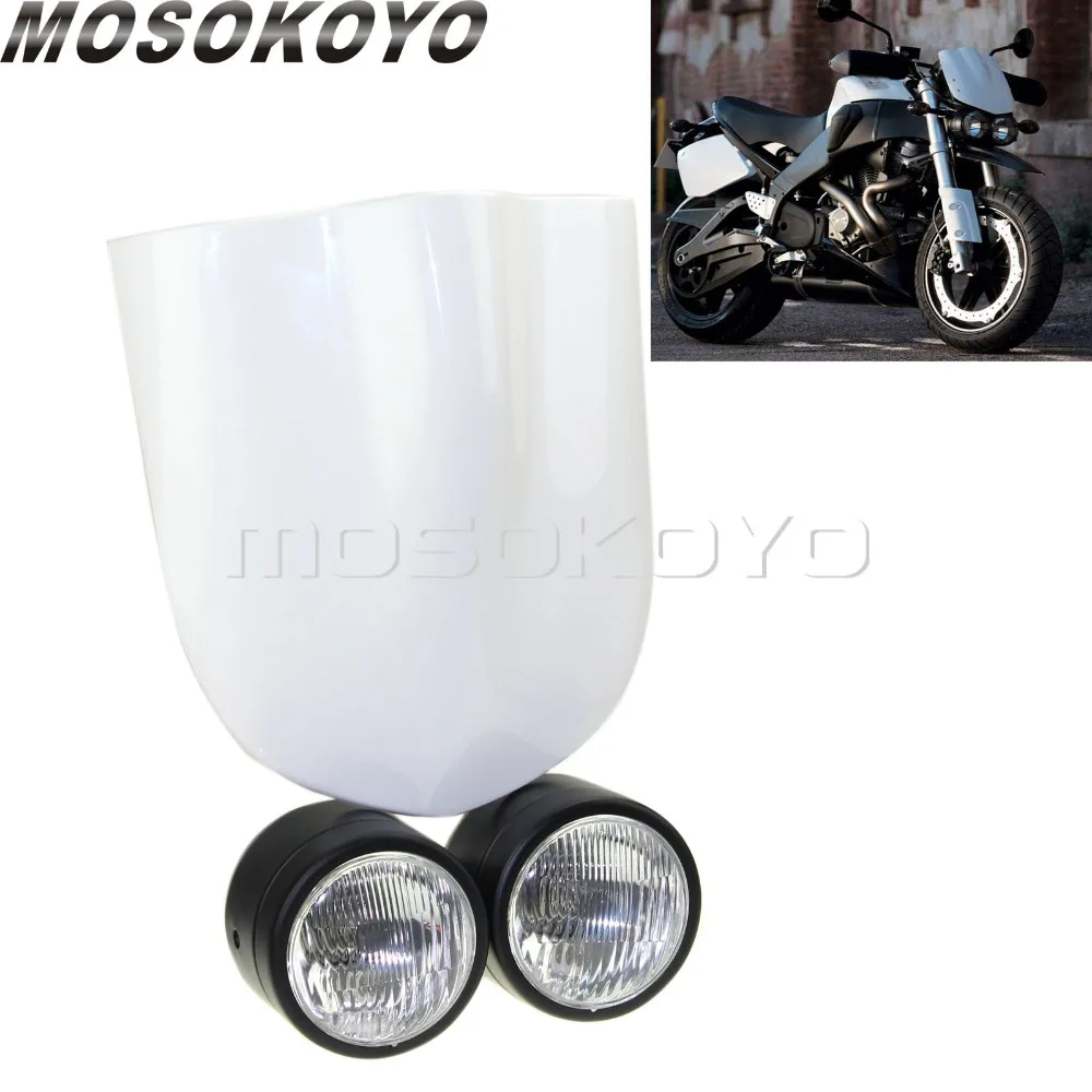 Доминатор Твин мотоцикл H4 фара с белым экраном лобовое стекло для Yamaha кафе гонщик