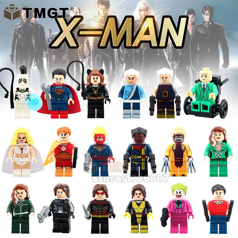 

50PCS/LOT Big Promotion Building Blocks Super Heroes X-men Professor X Shadowcat Rogue Sabertooth Cable White Queen children toy