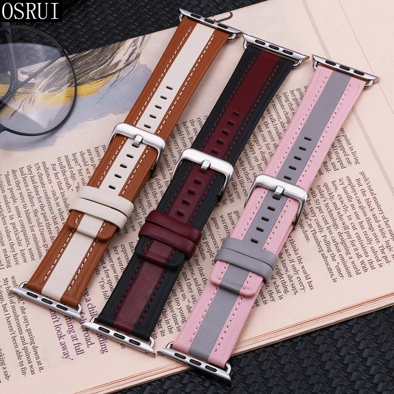 Ремешок для apple watch Band 4 44 мм 40 мм iwatch band 42 мм 38 мм 3 2 1 кожаный браслет для pulseira apple watch аксессуары correa