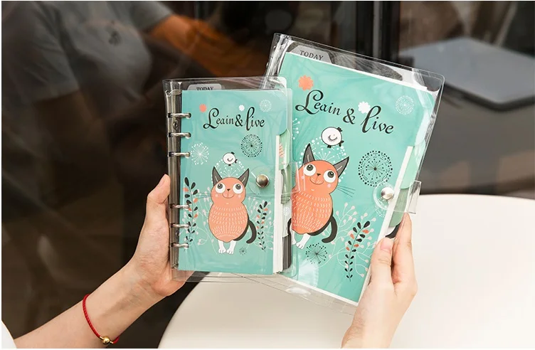 PVC A5 A6 Spiral notebook creative handbook two inner page set Korean lovely cute diary notebooks bullet journal