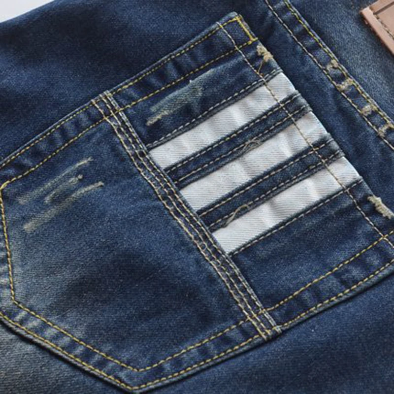 Famous Fashion Designer Jeans Men Straight Dark Blue Color Printed Mens Jeans Ripped Jeans 100% Cotton