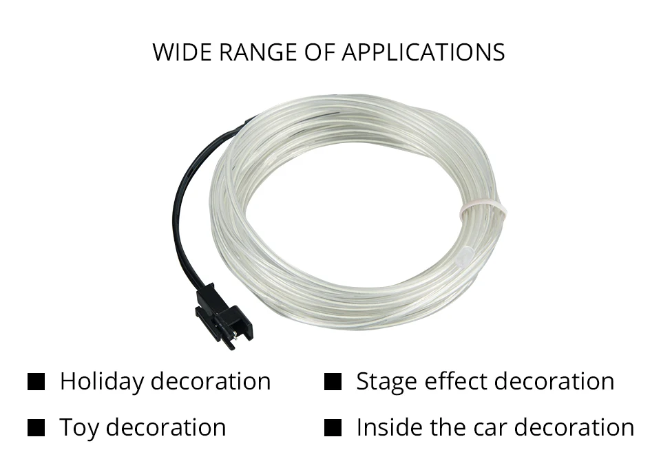 LED Cold light line Car Decorative light Ambient Light auto backlight Fluorescence 5V ICE BLUE Controller 1m 2m 3m 4m 5M car set (2)